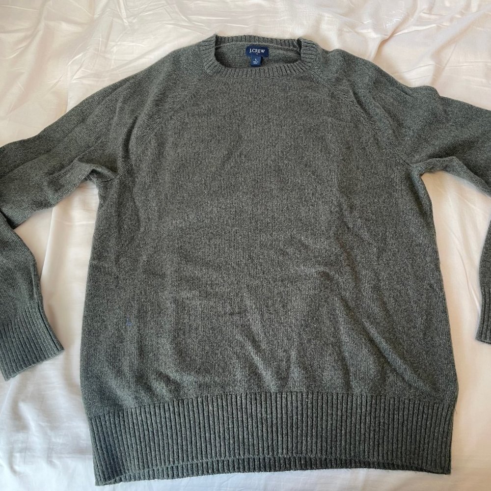 Olive Crewneck Wool Blend Sweater